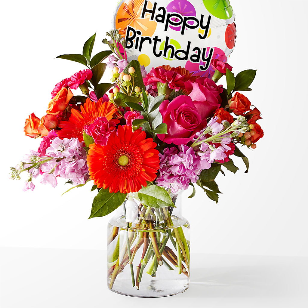Fiesta Bouquet with Birthday Balloon – A Marc In Design, Fort Lauderdale FL