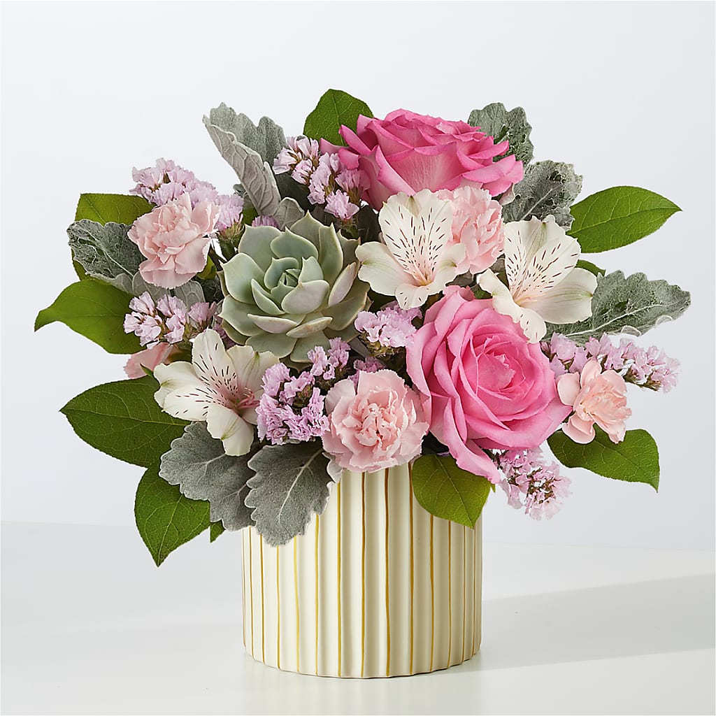 Dusty Rose Bouquet with Ivory Vase – A Marc In Design, Fort Lauderdale FL