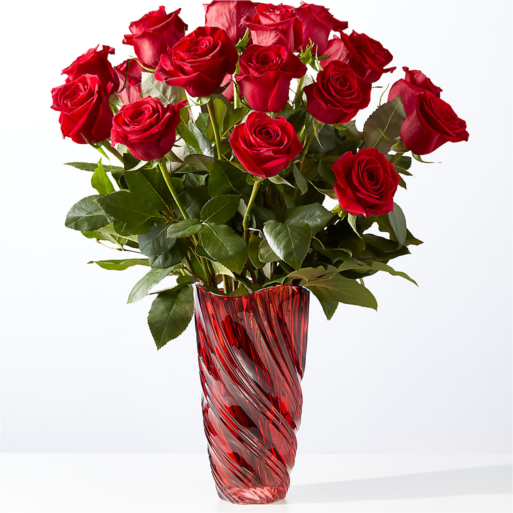 Classic Love Red Rose Bouquet with Luxe Swirl Vase – A Marc In Design, Fort Lauderdale FL